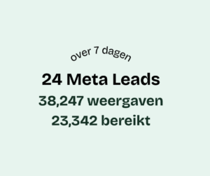 24 meta leads, 38247 weergaven en 23342 bereik